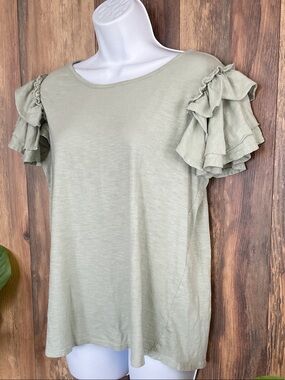 Spice Rose Ruffle Sleeve Short Sleeve Top L   155B